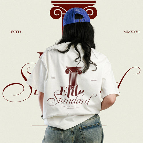 EL AURUM Canvas Oversized Terry Tee in White — front view